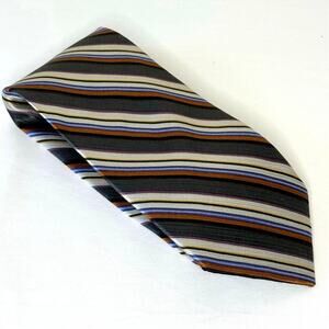 Shore & Singer Hand Made Silk Necktie | Multicolor Diagonal Stripes | EUC